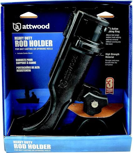 Attwood 5009-4 Heavy-Duty Adjustable Rod Holder with Combo Mount, Black Finish in Saudi Arabia