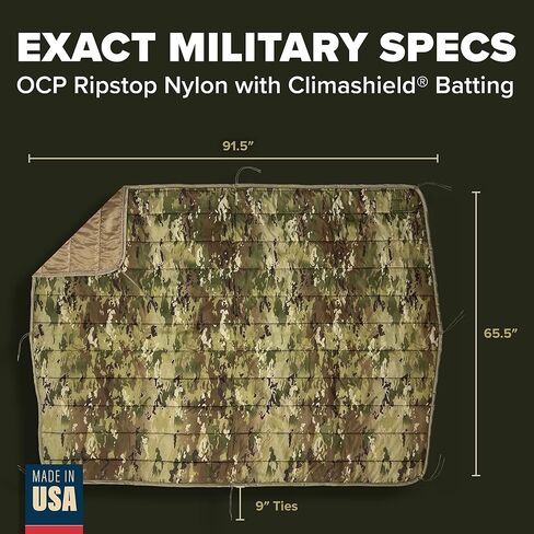 Pinnacle Mercantile Authentic Woobie العسكرية المصنوعة في الولايات المتحدة الأمريكية OCP Camo جميع الأغراض، بطانة بونشو متعددة الاستخدام، بطانية تخييم تكتيكية من النايلون، مواصفات الجيش الدقيقة in Kuwait