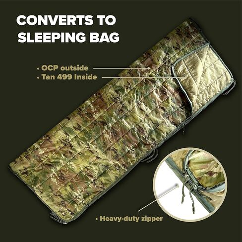 Pinnacle Mercantile Authentic Woobie العسكرية المصنوعة في الولايات المتحدة الأمريكية OCP Camo جميع الأغراض، بطانة بونشو متعددة الاستخدام، بطانية تخييم تكتيكية من النايلون، مواصفات الجيش الدقيقة in Kuwait