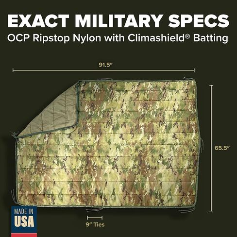 Pinnacle Mercantile Authentic Woobie العسكرية المصنوعة في الولايات المتحدة الأمريكية OCP Camo جميع الأغراض، بطانة بونشو متعددة الاستخدام، بطانية تخييم تكتيكية من النايلون، مواصفات الجيش الدقيقة in Kuwait
