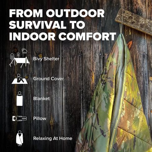 Pinnacle Mercantile Authentic Woobie العسكرية المصنوعة في الولايات المتحدة الأمريكية OCP Camo جميع الأغراض، بطانة بونشو متعددة الاستخدام، بطانية تخييم تكتيكية من النايلون، مواصفات الجيش الدقيقة in Kuwait