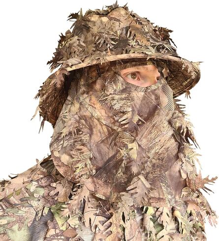 QuikCamo Men’s 3D Leafy Camo Bucket Hat with Built-in Face Mask for Turkey Hunting - Adjustable Size in Kuwait