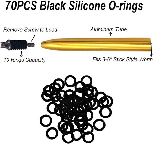 Wacky Rigging Tool, Fishing Bait Rigs, Wacky Rig Ring Tool with 70PCS Worm O-Rings, Wacky Worm Kit for Senko Neko Finesse Stick Soft Baits in Saudi Arabia