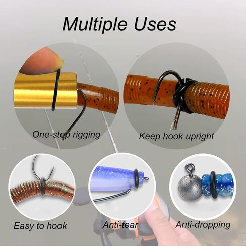 Wacky Rigging Tool, Fishing Bait Rigs, Wacky Rig Ring Tool with 70PCS Worm O-Rings, Wacky Worm Kit for Senko Neko Finesse Stick Soft Baits in Saudi Arabia