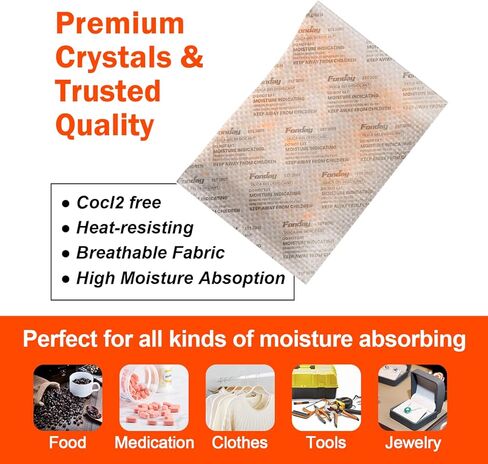 20 جرام [15 عبوة] عبوات مجففة من جل السيليكا القابلة لإعادة الشحن من فونداي، أكياس مجففة سريعة إعادة التنشيط من الدرجة الغذائية، رطوبة تشير إلى اللون البرتقالي إلى الأخضر in Kuwait