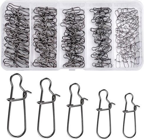 Duo Lock Snap Fishing Kit, Stainless Steel Fishing Nice Snap Swivels High-Strength Fishing Connector Fishing Tackle Kit for Saltwater Freshwater in Kuwait
