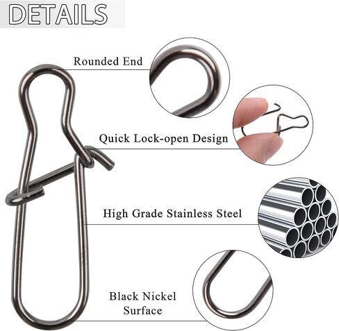 Duo Lock Snap Fishing Kit, Stainless Steel Fishing Nice Snap Swivels High-Strength Fishing Connector Fishing Tackle Kit for Saltwater Freshwater in Kuwait