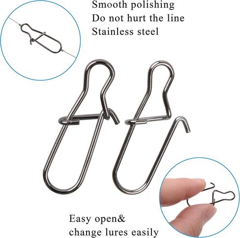 Duo Lock Snap Fishing Kit, Stainless Steel Fishing Nice Snap Swivels High-Strength Fishing Connector Fishing Tackle Kit for Saltwater Freshwater in Kuwait