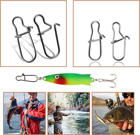 Duo Lock Snap Fishing Kit, Stainless Steel Fishing Nice Snap Swivels High-Strength Fishing Connector Fishing Tackle Kit for Saltwater Freshwater in Kuwait