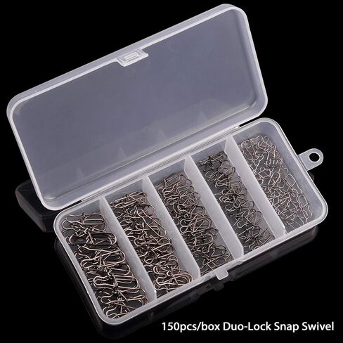 Duo Lock Snap Fishing Kit, Stainless Steel Fishing Nice Snap Swivels High-Strength Fishing Connector Fishing Tackle Kit for Saltwater Freshwater in Kuwait
