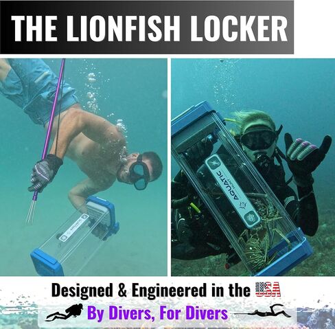 Aquatic Hunt The Lionfish Locker - التعامل بأمان مع أسماك الأسد وجراد البحر وسرطان البحر وتاج الشوك والمزيد (جلد القرش (رمادي)، خزانة سمكة الأسد مقاس 15 بوصة) in Kuwait