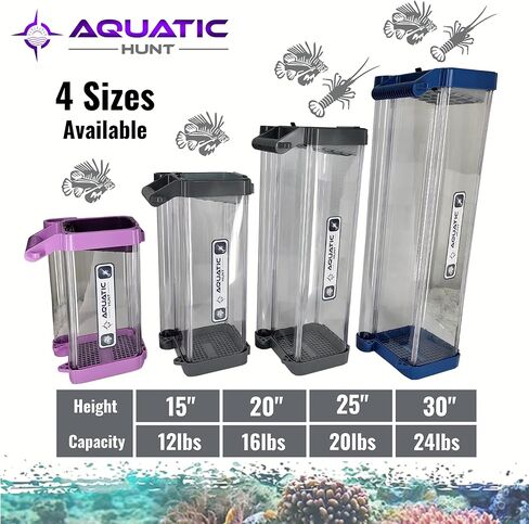 Aquatic Hunt The Lionfish Locker - التعامل بأمان مع أسماك الأسد وجراد البحر وسرطان البحر وتاج الشوك والمزيد (جلد القرش (رمادي)، خزانة سمكة الأسد مقاس 15 بوصة) in Kuwait