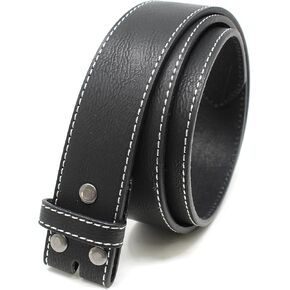 BC Belts Leather Belt Strap with Vintage Distressed Texture and Colored Stitching 1.5" Wide with Snaps