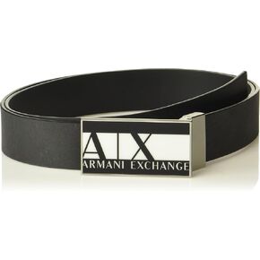 A|X ARMANI EXCHANGE Contrast Logo Buckle Belt, Black, One-Size in Saudi Arabia