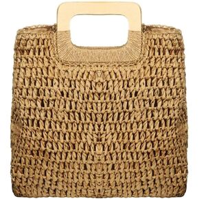 YYW Straw Tote Bag Women Hand Woven Large Casual Handbags Hobo Straw Beach Bag with Lining Pockets for Daily Use Beach Travel