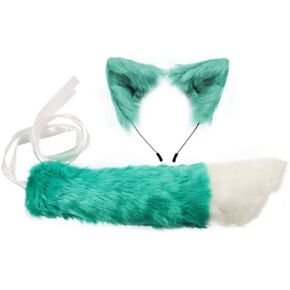 COSYEARS Handmade Fox Wolf Ears Headband and Faux Fur Tail for Halloween Party Costume Accessories in Saudi Arabia