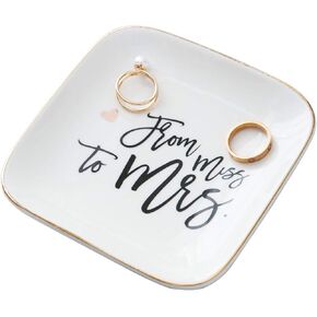 تينفوري هدايا الحب لها خاتم حامل مجوهرات طبق الحلية صينية الصحن لوحة السيراميك مس تو السيدة - منظم المجوهرات طبق ديكور المنزل لعيد الميلاد الزفاف عيد الأم عيد الميلاد إلخ. in Kuwait