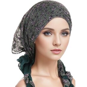 2 In 1 Floral Boho Headwear Hijab Scarf for Travel Soft Cotton Hemp Crepe Crinkled Head Wrap Turban for Woman in Kuwait