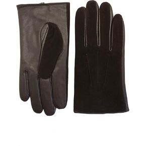 قفازات شتوية من جلد الخراف من ييسيفين للرجال من الجلد السويدي بشاشة لمس مبطنة بالفرو, أسود in Kuwait