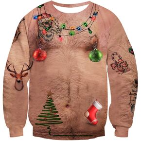 سويت شيرت Idgreatim للجنسين Ugly Christmas Crewneck برسومات ثلاثية الأبعاد وأكمام طويلة in Kuwait