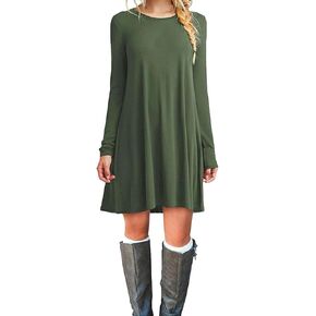 TOPONSKY Women's Casual Plain Simple Loose Flowy Short-Sleeve T-Shirt Dress in Kuwait
