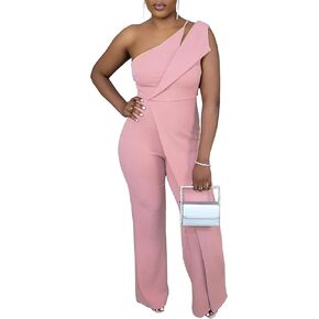 SUZONANA Formal Jumpsuits for Women Lace Slim Long Jumpsuit Pants High Waist Wide Leg Romper With Belt
