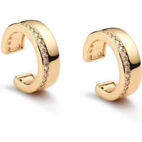 Valloey Rover 14K Gold Plated Wide Cuff Earring Clip On Cartilage Earrings Huggie Ear Cuff Gold Earrings for Women in Saudi Arabia