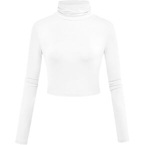Herou Women Long Sleeve Crop Top Turtleneck Soft Lightweight Basic Slim Fit Tops in Saudi Arabia