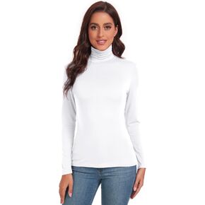 ACIEMR Women's Turtleneck Tops Casual Lightweight Slim Fitted Long Sleeve Base Layer Shirts