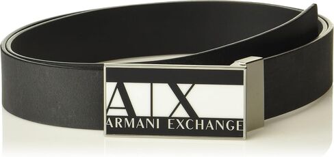 A|X ARMANI EXCHANGE Contrast Logo Buckle Belt, Black, One-Size in Saudi Arabia