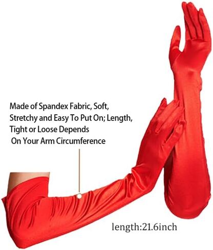 Cizoe Cruella Deville Costume Women Accessories,Halloween Red Gloves Costume,Necklace,Bracelet for 1920s Accessories(A-Gloves set) in Saudi Arabia