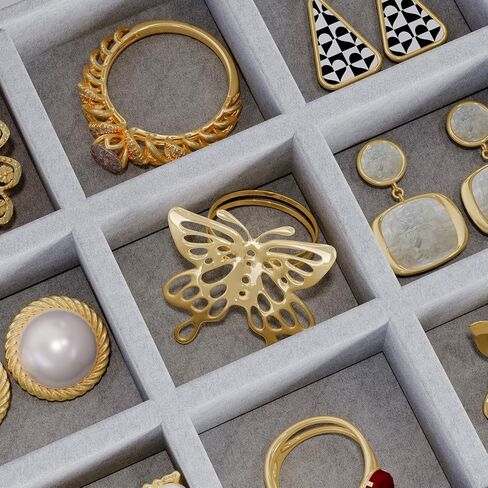 منظم مجوهرات هارمون وانديير الأكريليك، صندوق مجوهرات شفاف مع 5 أدراج، حافظة عرض منظم لتخزين الأقراط الشفافة للنساء والفتيات، رمادي in Kuwait