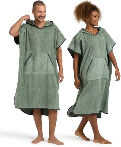 Arena Unisex Adult Hooded Poncho Cotton Swim Towel Changing Bathrobe for Pool Beach Vacation, Kangaroo Pocket in Saudi Arabia
