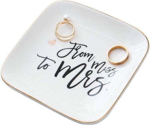 تينفوري هدايا الحب لها خاتم حامل مجوهرات طبق الحلية صينية الصحن لوحة السيراميك مس تو السيدة - منظم المجوهرات طبق ديكور المنزل لعيد الميلاد الزفاف عيد الأم عيد الميلاد إلخ. in Kuwait
