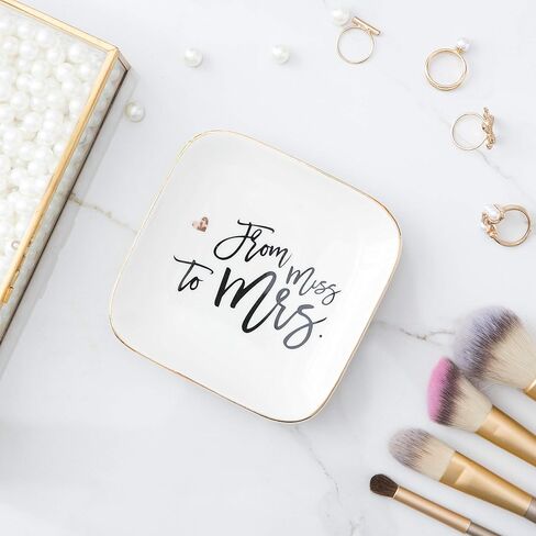 تينفوري هدايا الحب لها خاتم حامل مجوهرات طبق الحلية صينية الصحن لوحة السيراميك مس تو السيدة - منظم المجوهرات طبق ديكور المنزل لعيد الميلاد الزفاف عيد الأم عيد الميلاد إلخ. in Kuwait