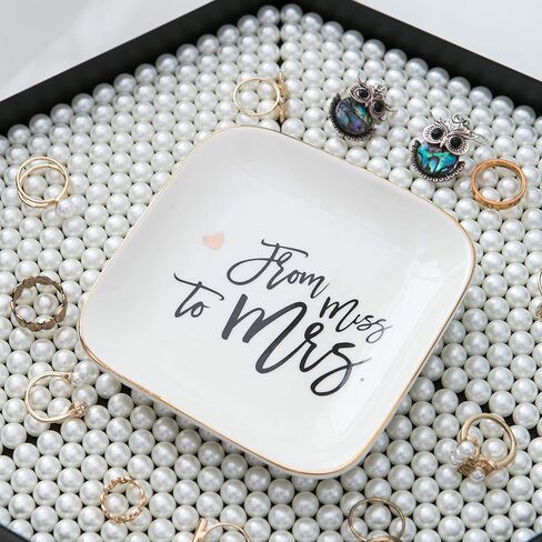 تينفوري هدايا الحب لها خاتم حامل مجوهرات طبق الحلية صينية الصحن لوحة السيراميك مس تو السيدة - منظم المجوهرات طبق ديكور المنزل لعيد الميلاد الزفاف عيد الأم عيد الميلاد إلخ. in Kuwait