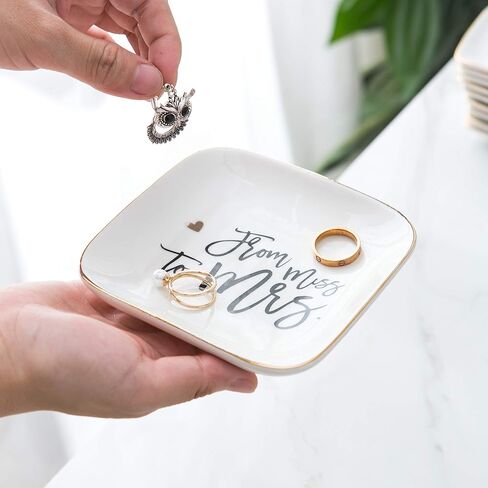تينفوري هدايا الحب لها خاتم حامل مجوهرات طبق الحلية صينية الصحن لوحة السيراميك مس تو السيدة - منظم المجوهرات طبق ديكور المنزل لعيد الميلاد الزفاف عيد الأم عيد الميلاد إلخ. in Kuwait