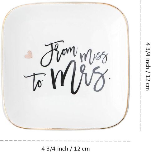 تينفوري هدايا الحب لها خاتم حامل مجوهرات طبق الحلية صينية الصحن لوحة السيراميك مس تو السيدة - منظم المجوهرات طبق ديكور المنزل لعيد الميلاد الزفاف عيد الأم عيد الميلاد إلخ. in Kuwait