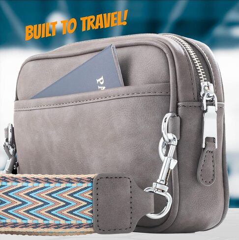 حقائب كروس فاني باك من بلوسوم للنساء، محفظة كروس مع حزام جيتار، حقائب كروس فاني للنساء، محفظة حزام جيتار كروس، حقيبة فاني جلدية للنساء، (رمادي)... in Kuwait