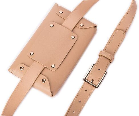 D.LerBung 2 Pieces Womens Fanny Pack Leather Belt with Removable Belt Waist Pouch Fashion Belt Bags Black and Khaki in Kuwait