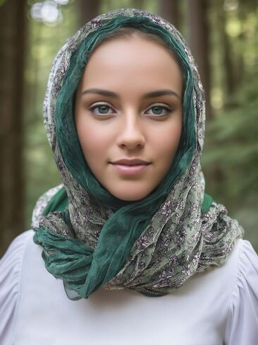 2 In 1 Floral Boho Headwear Hijab Scarf for Travel Soft Cotton Hemp Crepe Crinkled Head Wrap Turban for Woman in Kuwait