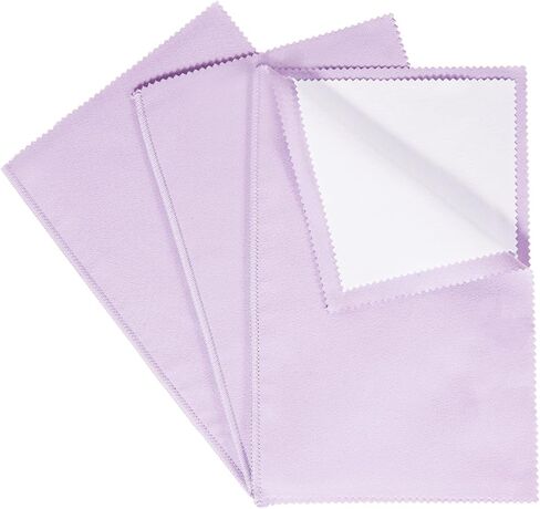 CATIFLIN 3 Pack Silver Polishing Cloth - Large 10" x 12" Purple Jewelry Cleaner for Gold, Sterling Silver, Platinum & Brass - Double Sided Tarnish Remover Wipes for Rings, Watches & Coins (Purple) in Kuwait