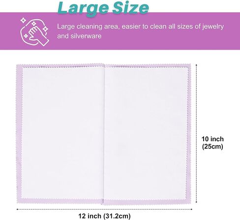 CATIFLIN 3 Pack Silver Polishing Cloth - Large 10" x 12" Purple Jewelry Cleaner for Gold, Sterling Silver, Platinum & Brass - Double Sided Tarnish Remover Wipes for Rings, Watches & Coins (Purple) in Kuwait