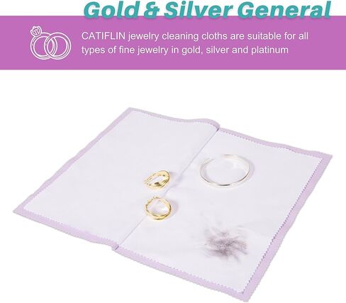 CATIFLIN 3 Pack Silver Polishing Cloth - Large 10" x 12" Purple Jewelry Cleaner for Gold, Sterling Silver, Platinum & Brass - Double Sided Tarnish Remover Wipes for Rings, Watches & Coins (Purple) in Kuwait
