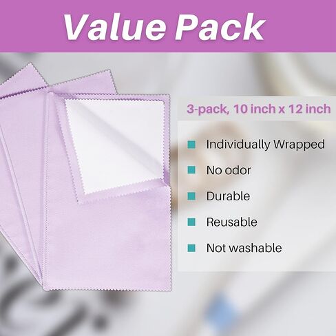 CATIFLIN 3 Pack Silver Polishing Cloth - Large 10" x 12" Purple Jewelry Cleaner for Gold, Sterling Silver, Platinum & Brass - Double Sided Tarnish Remover Wipes for Rings, Watches & Coins (Purple) in Kuwait