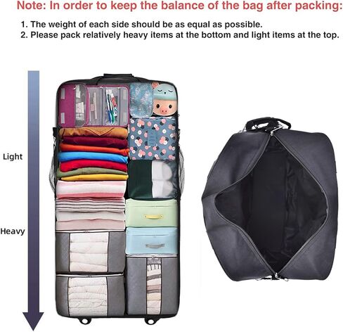 ELDA حقيبة أمتعة قابلة للتوسيع وقابلة للطي حقيبة سفر من القماش الخشن للرجال والنساء حقيبة خفيفة الوزن ذات سعة كبيرة مع عجلات دوارة عالمية in Kuwait