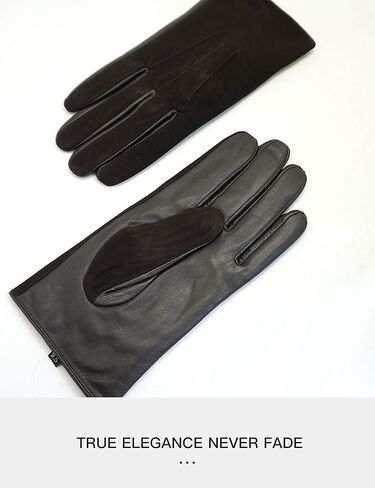 قفازات شتوية من جلد الخراف من ييسيفين للرجال من الجلد السويدي بشاشة لمس مبطنة بالفرو, أسود in Kuwait