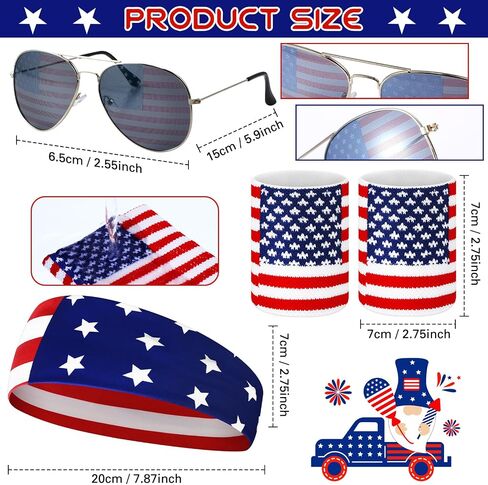 9 Pcs Patriotic Fanny Pack Beverage Beer Belt Set USA Belt Bag Suspenders Drink Holder American Flag Headband Wristband (Stylish) in Saudi Arabia