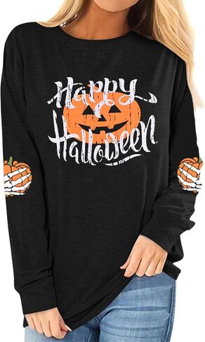 Happy Halloween T-Shirt Pumpkin Face Shirt Womens Long Sleeve Fall Pumpkin Shirt Halloween Raglan Baseball Tee Shirt Top in Saudi Arabia