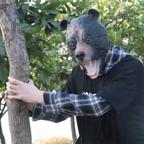 قناع للرأس على شكل دب بري مناسب لحفلات الهالوين التنكرية والحفلات التنكرية (دب أسود) in Kuwait